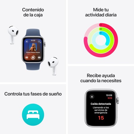 Apple Watch SE de 2.ª generación GPS + Cellular Smartwatch con caja de aluminio en Blanco estrella, 40 mm y Correa deportiva