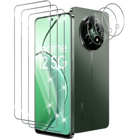 Xunzii Protector de Pantalla para Realme 12 5G/Realme 12X 5G y Protector Lente Cámara [3+3 Piezas], 9H HD Alta Sensibilidad
