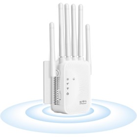 Amplificador de señal WiFi con 6 Antenas Enchufe,Repetidor con 2 Puertos Gigabit Ethernet,Modos Repetidor/Ap, Compatible con