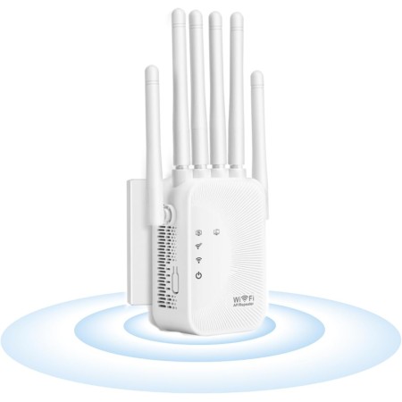 Amplificador de señal WiFi con 6 Antenas Enchufe,Repetidor con 2 Puertos Gigabit Ethernet,Modos Repetidor/Ap, Compatible con