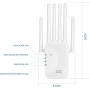 Amplificador de señal WiFi con 6 Antenas Enchufe,Repetidor con 2 Puertos Gigabit Ethernet,Modos Repetidor/Ap, Compatible con