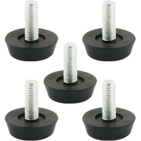 sourcing map – M6 x 15 mm Rosca Mesa Escritorio Tornillo en nivelación pies 22 mm Base 5 Piezas