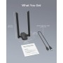 BrosTrend 1800Mbps Antena WiFi USB para PC, Adaptador USB WiFi 6 Largo Alcance Doble Banda 5GHz(1201Mbps) y 2.4GHz(574Mbps)