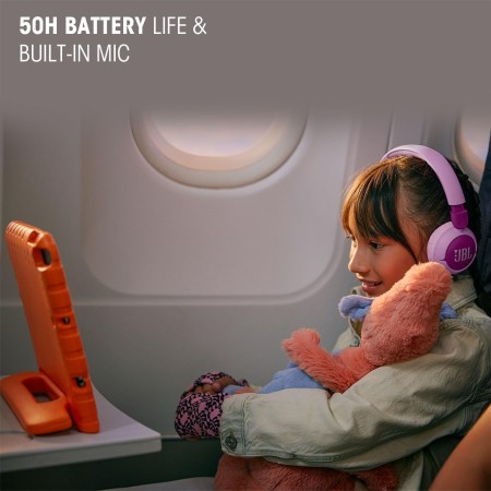 JBL Junior 320 BT, Auriculares supraaurales e inalámbricos para niños, Bluetooth, micrófono, Safe Sound, volúmen hasta 85 dB, 50