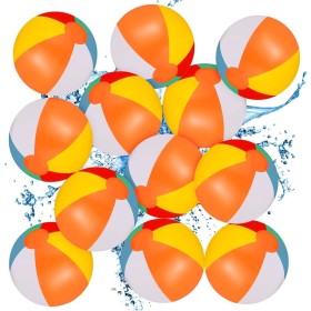 mizikuu 12 Piezas Pelota de Playa Hinchable, 25cm Colores Pelota de Agua Inflables Durabilidad Niños Adultos para Verano