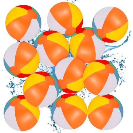 mizikuu 12 Piezas Pelota de Playa Hinchable, 25cm Colores Pelota de Agua Inflables Durabilidad Niños Adultos para Verano