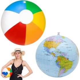 SIRLOMU Pack de 2 Balones de agua inflables, pelotas de playa, juguetes para piscina, colores, regalo fiestas, balón de PVC para
