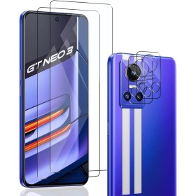 Zerrshoo Protector Pantalla para Realme GT Neo 3, Cristal Vidrio Templado 2 Piezas con Protector Lente Cámara 2 Piezas, Dureza