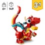 LEGO Creator 3 en 1 Dragón Rojo de Juguete Convertible en Figura de Pez o Ave Fénix, Juego Infantil de Animales como Regalo para