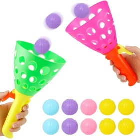LPZMPZ Juego Lanza Bolas Niños, Juegos Playa, Juegos al Aire Libre, Juego Interior al Aire Libre para niños, con 2 Raquetas y 10