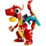 LEGO Creator 3 en 1 Dragón Rojo de Juguete Convertible en Figura de Pez o Ave Fénix, Juego Infantil de Animales como Regalo para