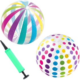 2 Piezas Pelota de Playa,Inflables Pelota de Playa con Bomba de Aire Manual para Libre Fiesta de Verano Piscina Playa Juegos