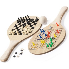 Juego de 2 raquetas de playa sostenibles con juego de ajedrez y molino con pelota en bolsa de algodón Sport Fun Verano Playa