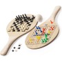 Juego de 2 raquetas de playa sostenibles con juego de ajedrez y molino con pelota en bolsa de algodón Sport Fun Verano Playa