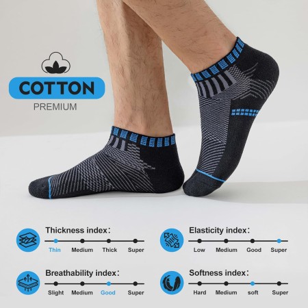 Stoeury Calcetines Tobilleros 6 Pares, Transpirables Cortos Deporte Antiampollas, Running Algodon Para Hombre Mujer, Ideales