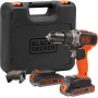 BLACK+DECKER Atornillador sin cable 18V, 37Nm par máximo, 10 posiciones de embrague, luz de trabajo LED, batería de 1,5Ah y