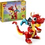 LEGO Creator 3 en 1 Dragón Rojo de Juguete Convertible en Figura de Pez o Ave Fénix, Juego Infantil de Animales como Regalo para