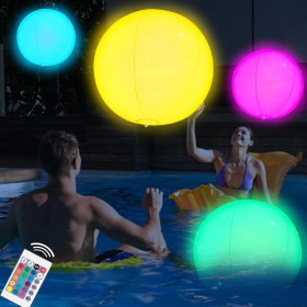YOUYIKE Bolas de Playa, Pelotas de Playa Inflables, Pelotas de Playas LED de 40 CM, con Control Remoto por Infrarrojos, para
