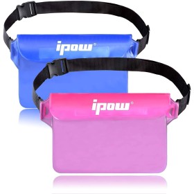 IPOW 2 PCS Bolsa Impermeable Riñonera Protectora Impermeable al Agua Bolsa Impermeable IPX8 con Cinturón Ajustable Bolsa PVC