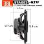 JBL Stage3 637F - Juego de Altavoces Coche 3 vías - Echo Auto de Harman Kardon de 225 vatios - 2 Unidades Altavoz para moviles