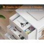 ODK Escritorio Esquinero Reversible, Escritorio Gaming en L con LED, Mesa en L con 4 Cajón, Mesa de Ordenador con Puerto de