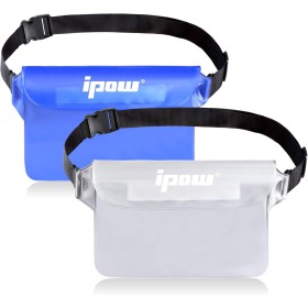 IPOW 2 PCS Bolsa Impermeable Riñonera Protectora Impermeable al Agua Bolsa Impermeable IPX8 con Cinturón Ajustable Bolsa PVC