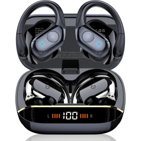 Qecnato Auriculares Inalámbricos Deportivos, Auriculares Bluetooth 5.4 HiFi Estéreo con HD Micrófono, 75H Cascos Inalambricos