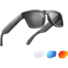 OhO Smart Glasses,Polarized Sunglasses with Bluetooth Speaker,Athletic/Outdoor UV Protection and Voice Control,Unisex(Grey Lens)