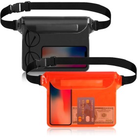ipow 2 PCS Bolsa Impermeable Riñonera Protectora Impermeable al Agua Bolsa Impermeable IPX8 con Cinturón Ajustable Bolsa PVC