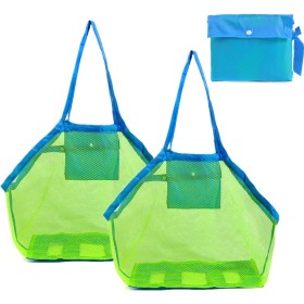 Bolsa de Juguete de Playa,2 Piezas Bolsa Plegable de Malla de Playa,Bolsa Juguetes Playa Malla,Bolsa de Malla Playa para Niños
