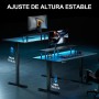 HLFURNIEU Escritorio Elevable Electrico LED 120 x 60 cm, Mesa Gaming con Toma de Corriente, Soporte para Monitor, 3 Control de