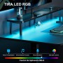 HLFURNIEU Escritorio Elevable Electrico LED 120 x 60 cm, Mesa Gaming con Toma de Corriente, Soporte para Monitor, 3 Control de