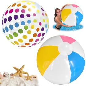 HAMKU 2 Piezas Pelotas de Playa Pelotas Piscina, Fútbol Inflable, Pelota Playa Inflable para Juguetes de Playa Verano Piscina y