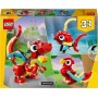 LEGO Creator 3 en 1 Dragón Rojo de Juguete Convertible en Figura de Pez o Ave Fénix, Juego Infantil de Animales como Regalo para