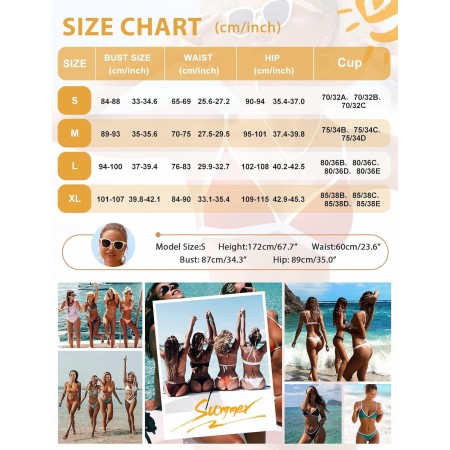 FemiChic Bikinis Mujer Conjuntos de Bikini Sexy Traje de Baño con Cuello en V Top con Almohadillas Extraíbles 2 Piezas para la
