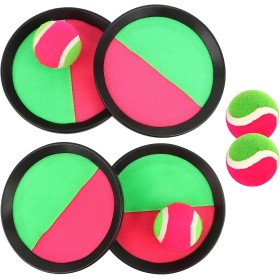 RISVOWO Captura Bolas Raqueta Set, Juego de Lanzamiento y Captura, 4 Paletas y 4 Bolas para 5 6 7 8 9 10 11 Años, Juego de Bolas