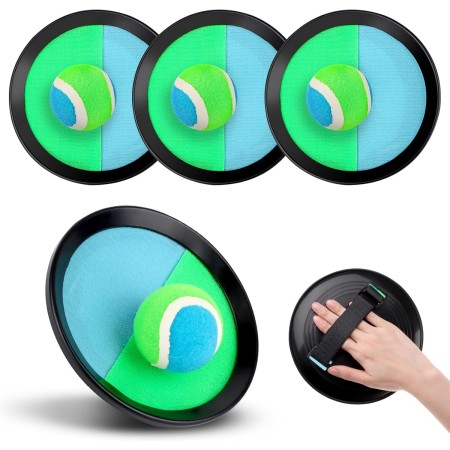 RISVOWO Captura Bolas Raqueta Set, Juego de Lanzamiento y Captura, 4 Paletas y 4 Bolas para 5 6 7 8 9 10 11 Años, Juego de Bolas