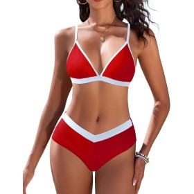 FemiChic Bikinis Mujer Conjuntos de Bikini Sexy Traje de Baño con Cuello en V Top con Almohadillas Extraíbles 2 Piezas para la