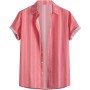 Camiseta Hombre Manga Corta Polo Gym T Camisa suelta para Hombres Casual Camisa de Manga Corta Rayada Top Verano Hawaiano Playa