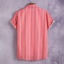 Camiseta Hombre Manga Corta Polo Gym T Camisa suelta para Hombres Casual Camisa de Manga Corta Rayada Top Verano Hawaiano Playa