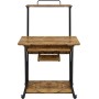 Yaheetech Mesa Escritorio con Ruedas Escritorio con Estanteria 80x50x132cm Mesa de Ordenador con Bandeja de Teclado para Espacio