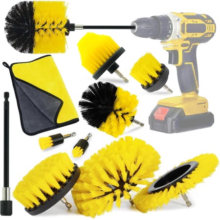 NCKIHRKK Cepillo para Taladro 10 Piezas, Extrasuave Cepillo de Limpieza Eléctrico Brochas Taladro, Kit Cepillo Taladro Tapiceria