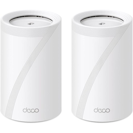 TP-Link Deco BE65(2-Pack) Wi-Fi 7 Mesh WLAN Set (Paquete de 3), Tribanda 5760 Mbit/s (6 GHz) + 2880 Mbit/s (5 GHz) + 574 Mbit/s