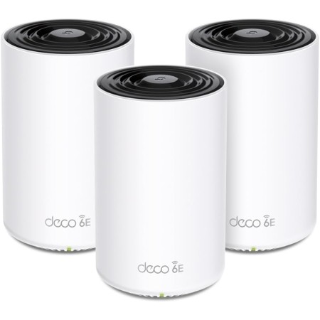 TP-Link Deco XE75 Pro(3-Pack) - WiFi AI Mesh AXE5400, WiFi 6E, 1X Puerto 2.5 Gbps,2X Puerto 1G, Banda 6GHz, Ancho Canal de