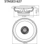 JBL Stage3 627 Juego de altavoces coche de 2 vías de Harman Kardon - 225 vatios JBL echo auto 16 - 17 cm