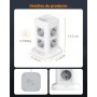 TESSAN Regletas Enchufes Proteccion Sobretension 8 Tomas con 3 USB A y 1 USB C, Torre Regleta Vertical con Interruptor,