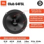 Altavoz JBL Club 64FSL Gen 3 - Altavoces Coche 16.5 cm Harman Kardon Extraplano para una Actualización Superior de Parlantes: