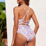 uxxnjfg Bañador Mujer Natacion Verano Sexy Reductores Barriga Swimsuit Estampado Flores Cuello en V Bañadores Brasileño Bañador