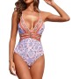 uxxnjfg Bañador Mujer Natacion Verano Sexy Reductores Barriga Swimsuit Estampado Flores Cuello en V Bañadores Brasileño Bañador