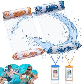 Weeupolfun Hamaca de Agua Inflable, 2 Pcs Hamaca Flotante para Adultos Juguetes de Playa, Flotador de Piscina con Estampado de